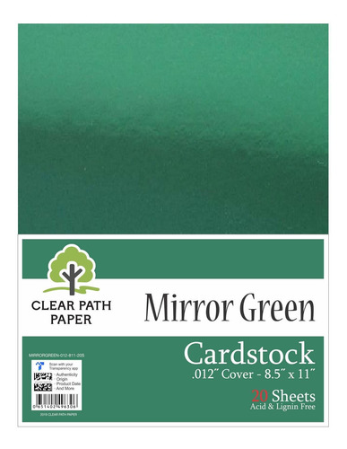 Cartulina Verde Espejo Grosor Hoja Papel Transparente