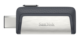 Memoria USB SanDisk Ultra Dual Drive Type-C 128GB 3.1 Gen 1 negro y plateado