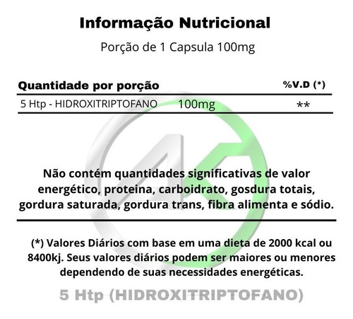 5-htp Hidroxitriptofano 100mg 180 Caps Pronta