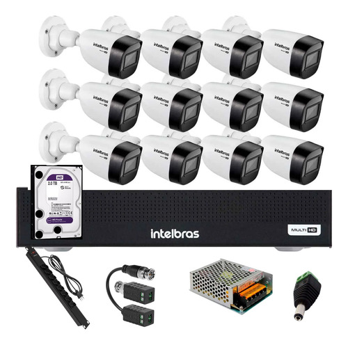 Kit Intelbras 12 Cameras Vhd 1130b Dvr 16 Canais 1016c C/2tb