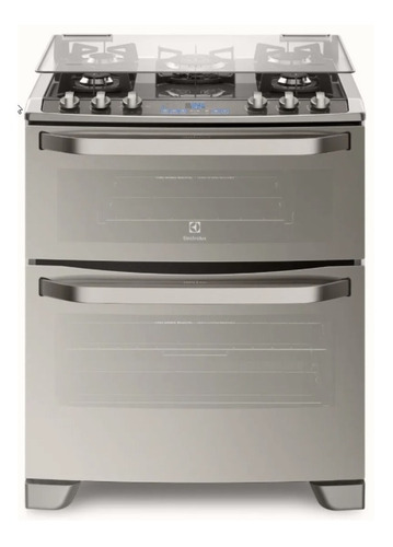 Cocina Electrolux 76XGD a gas/eléctrica 5 hornallas  gris 127V puerta con visor 133.3L con doble horno