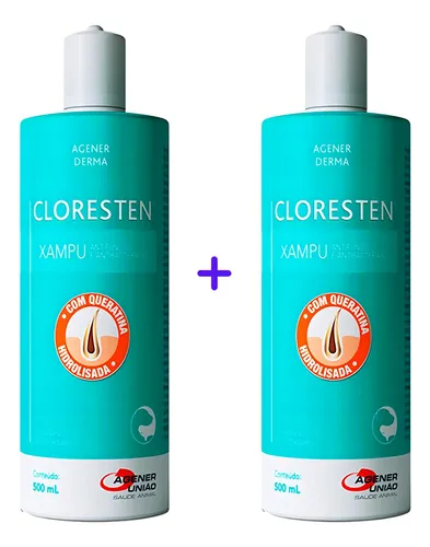 comprar 2 Cloresten Shampoo Antifúngico E Antibacteriano 500ml Cães