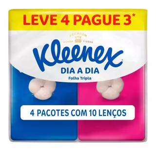 Lenços Descartáveis Kleenex 4 Pacotes Com 10uni