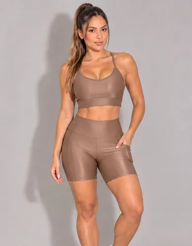 Conjunto Academia Top E Bermuda Com Bolso Zero Transparência