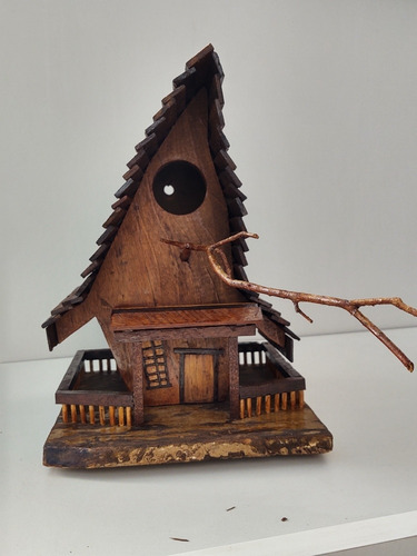 Casinha De Passarinho Rústica Bruxa Madeira Imbuia /peroba