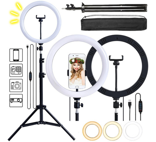 Ring Light Completo Iluminador Portátil 26cm Com Tripé Make