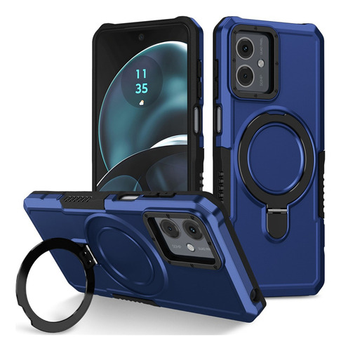 For Motorola Moto G14 Rotatable Ring Stand Hard Back Case