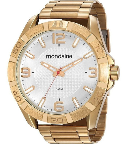 Relógio Mondaine Masculino Dourado Fundo Branco