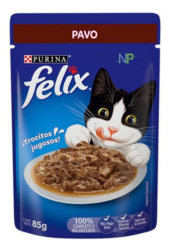 Alimento Gato Sobre Purina Felix Adulto Pavo En Salsa 85g Np