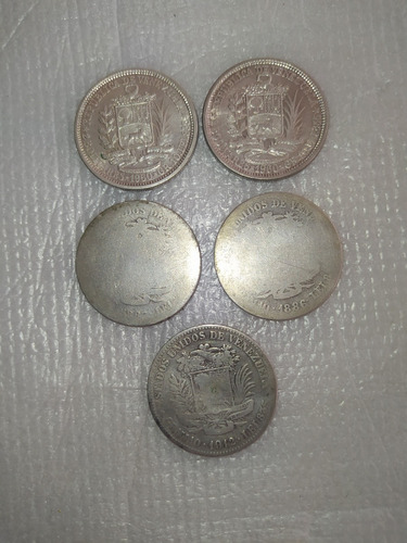 Monedas De Plata De 2 Bolívares Del Año 1886 1887 1912 1960