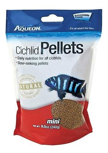 Alimento Peces Ciclidos Mini Pellets Aqueon 241 Grs