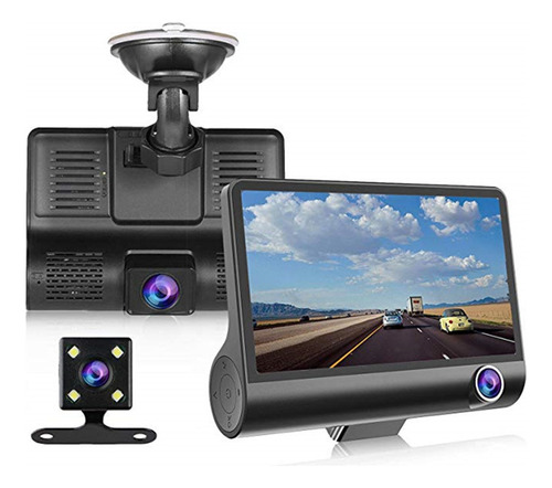 Dash Cam De 3 Lentes, 4 Pulgadas, Pantalla Ips Hd, 1080p, Dv