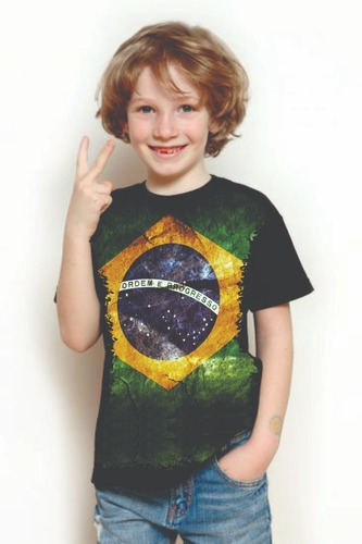 Camiseta Bandeira Brasil Brazil Criança 5%off