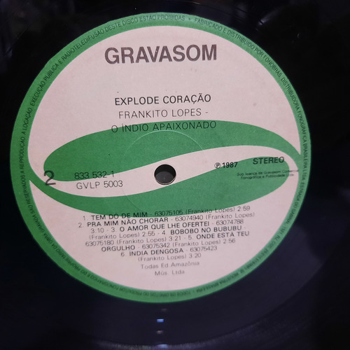 Lp Frankito Lopes - Explode Coração (Usado)