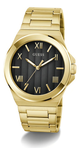 Reloj Guess Vinyl Acero Inoxidable Dorado Hombre Fondo Negro