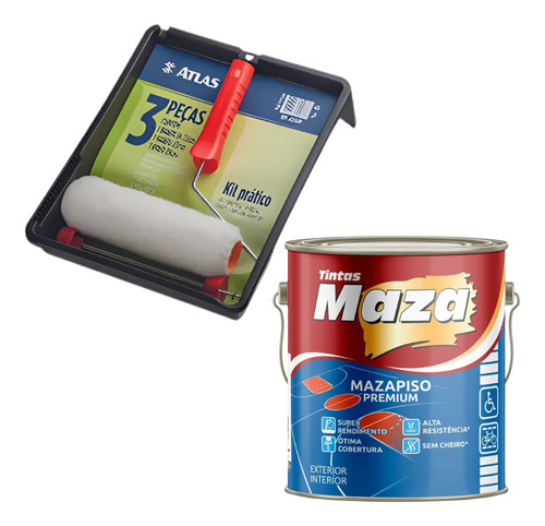 Kit De Pintura Com 3 Peças Mais Tinta Para Piso 3,6 Litros Cor Concreto