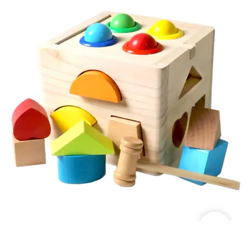 comprar Juego Madera Montessori Cubo Encajar Figuras Didácticos Bebe