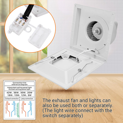 Bathroom Exhaust Fan With Led Light Feiton Square 30w 110cfm