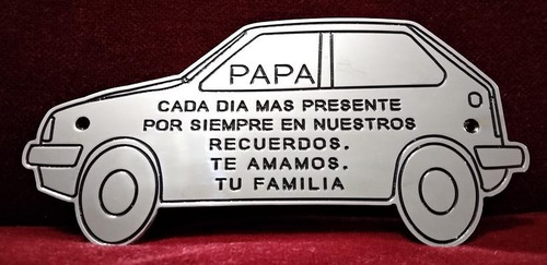 Placa Recordatoria Cementerio 10x20 Con Forma De Auto