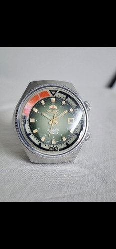 Antiguo Reloj Pulsera Orient King Diver Soccer Plateado Verde Claro Verde Musgo (Usado)