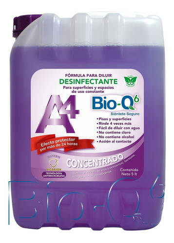 Desinfectante Sanitizante - A4 (bio-q6) Garrafa De 5 Lt