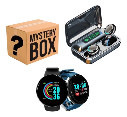 Smartwatch D18 + Auriculares F9 + Mistery Box Premium Combo!