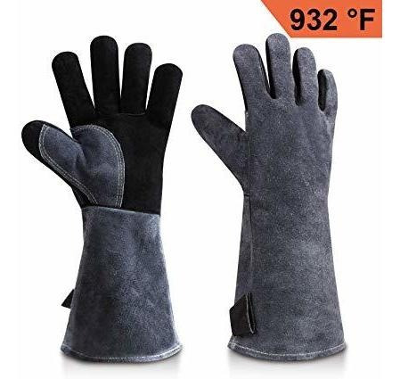 Guantes De Soldadura Para Barbacoa, 932 ° C Calor De Cuero R