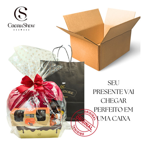 Cesta Cacau Show Chocolate Presente Coração Esposa Marido