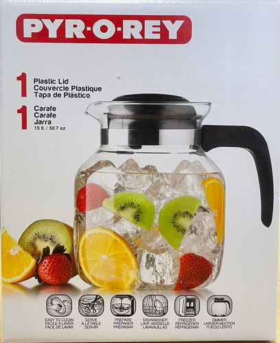 Jarra Cafetera Fuego Directo Con Tapa Pyr-o-rey 1.5 L Cristal