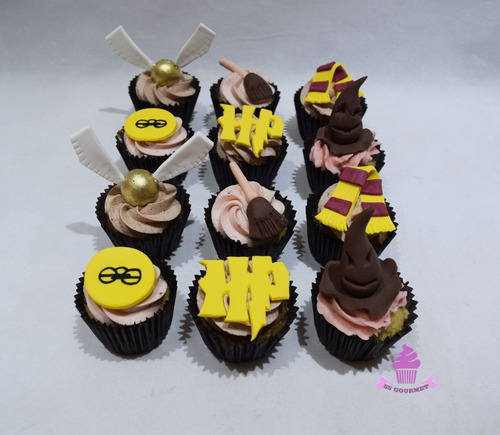 12 Cupcakes Harry Potter Hp Snitch - Tematicos Mesa Dulce 