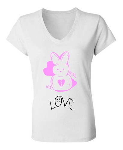 Remera Mujer Escote V -  Lil Peep Bunny