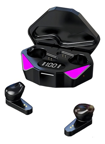 Fones De Ouvido Gamer X15 Sem Fio Bluetooth 5.0 X15 Headset Cor Preto Luz Lilás Preto