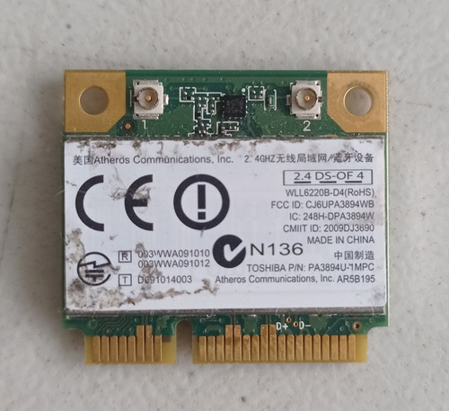 Tarjeta De Red Inalámbrica Wifi Atheros Mod Wll6220b D4