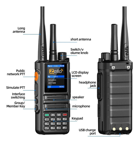 Abbree Gp-889 Rádio Analógico Uhf E 4g Poc Wi-fi E Bluetooth
