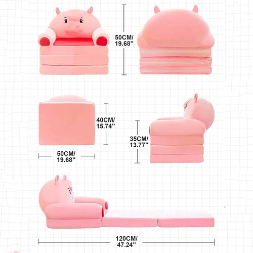 Sofá Infantil Plegable Ch, Sillón, Funda Lavable, Cama.