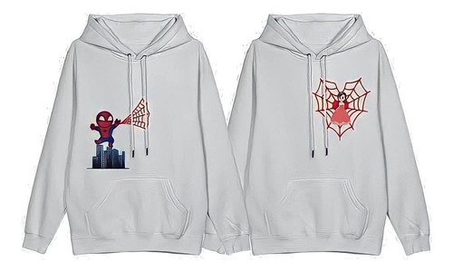 Duo Sudaderas Spiderman Parejas, Hoodie Juvenil Color Blanco