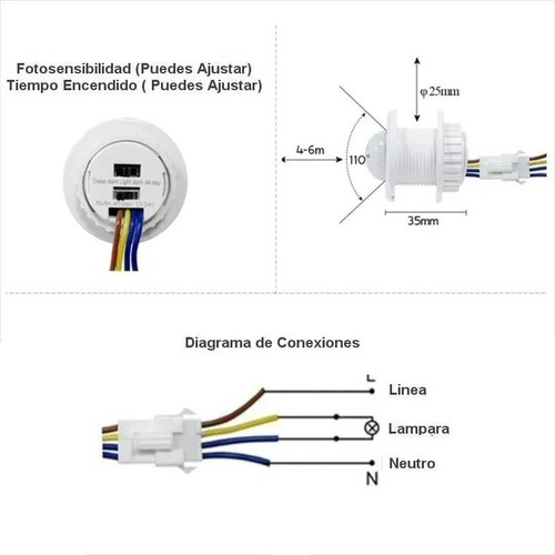 4 X Interruptor Sensor Movimiento Pir, 220v, Proyectos Diy!