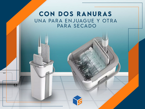 Trapeador Balde Escurridor 2 Mopas Paños Plana Limpieza 360°
