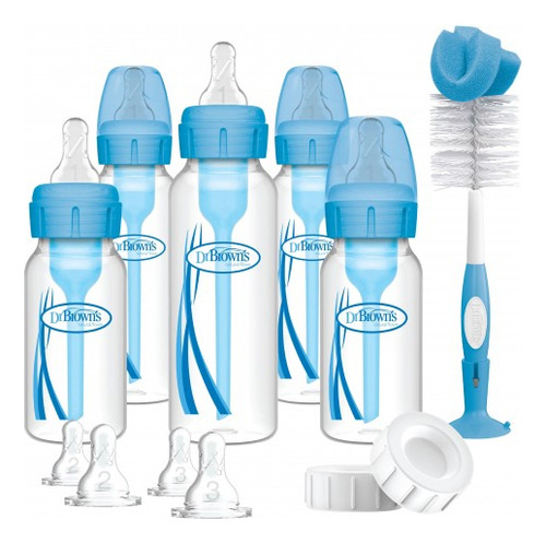 Biberones Dr Brown's Options+ Standard con Cepillo Azul Kit Completo Recién Nacido 17u