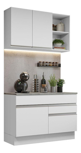 Armario De Cocina Compacto 120cm Glamy Madesa 08 Blanco