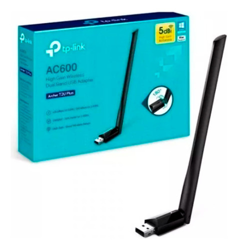 Adaptador Usb Wireless Ac600 Wifi Tp-link Archer T2u+ D Band