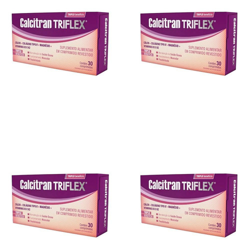 4 Caixas Calcitran Triflex De 30 Comprimidos Revestidos Cada