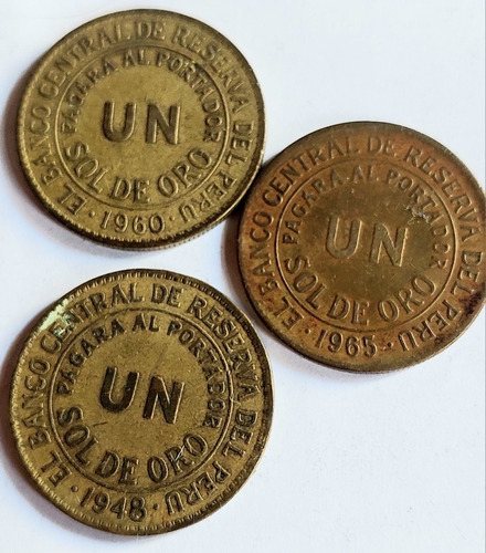 Un Sol De Oro Peru 1948 1960 1965 Lote Monedas Peruanas