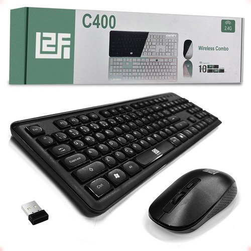 Kit Teclado E Mouse L2f Combo Sem Fio Conexão Usb Cor Preto