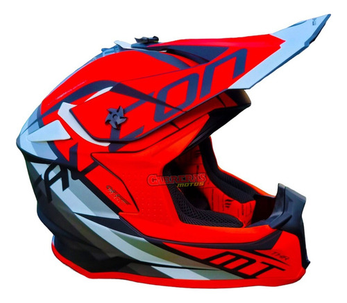 Casco Cross Mt Falcon Thr B5 Rojo Negro Mate Talle M