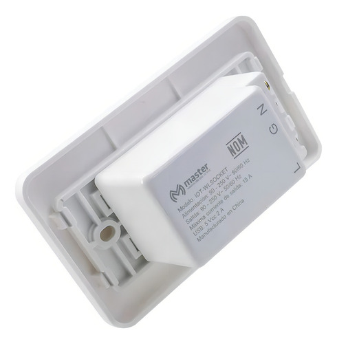 Contacto Inteligente Wifi Internet De Pared 2 Enchufes + Usb Color Blanco