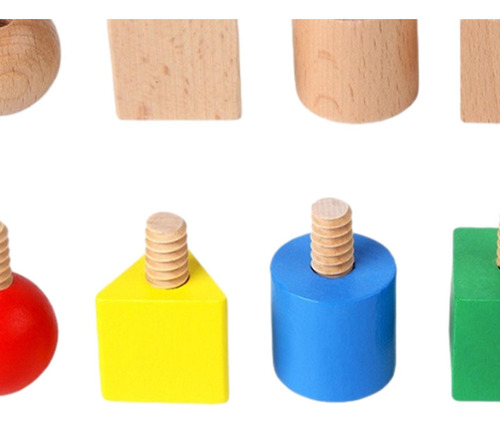 8 Piezas De Juguete De Estaca De Tuercas Y Pernos De Madera,