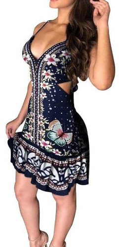 Vestido Con Tirantes Calados Y Estampado Floral De Hojas1