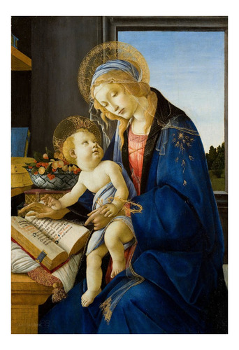 Tela Canvas P/ Quadro Botticelli A Virgem E Criança 75x132