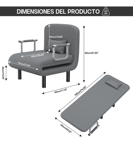 Sillón Sofa Cama Hogar Plegable Confort Reclinable Berger